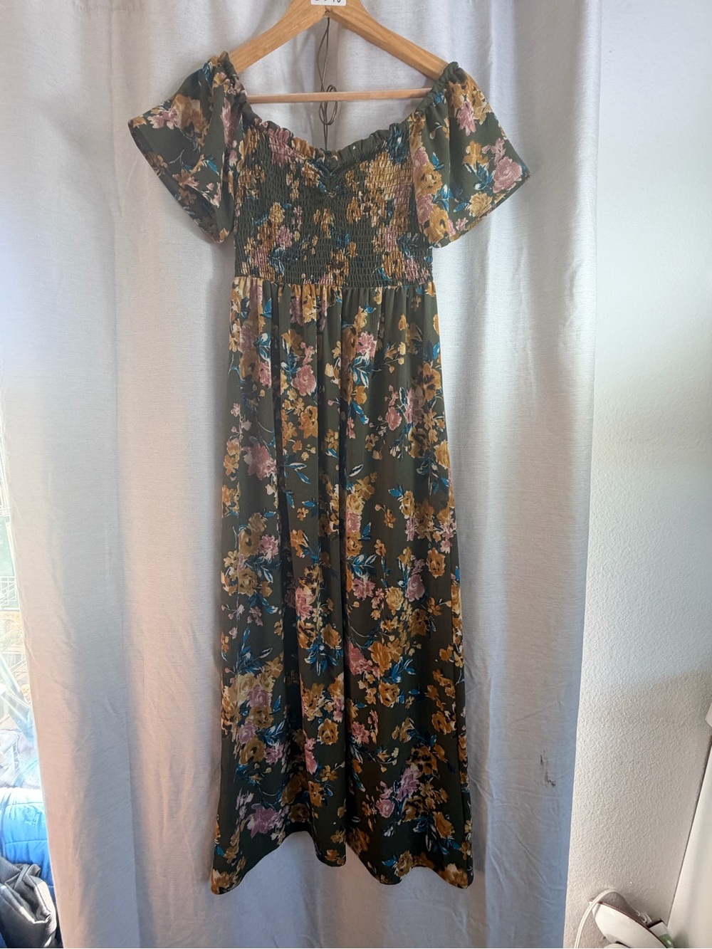 Xhilaration Olive Green One-Shoulder Floral Maxi Dress - Picture 2 of 10
